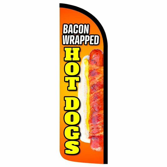 Bacon Wrapped Hot Dogs Semi-Custom Feather Swooper Flag