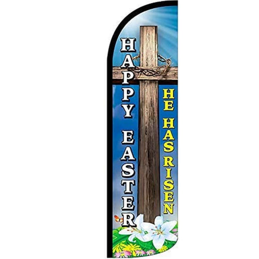 Happy Easter He Has Risen Windless Stay-Open Swooper Flag