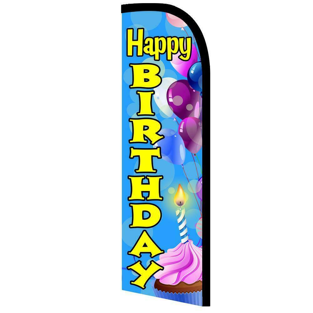 Happy Birthday Semi-Custom Feather Swooper Flag