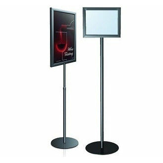 Adjustable Pedestal Sign Stands: Round Base, Black