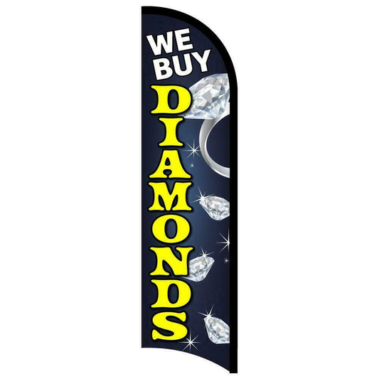 We Buy Diamonds Semi-Custom Windless Stay-Open Feather Swooper Flag