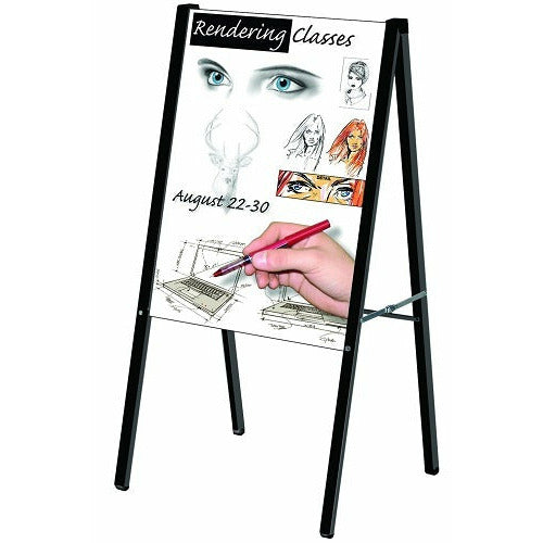 Collapsible Aluminum A-Frame Sign Stand, Matte Black