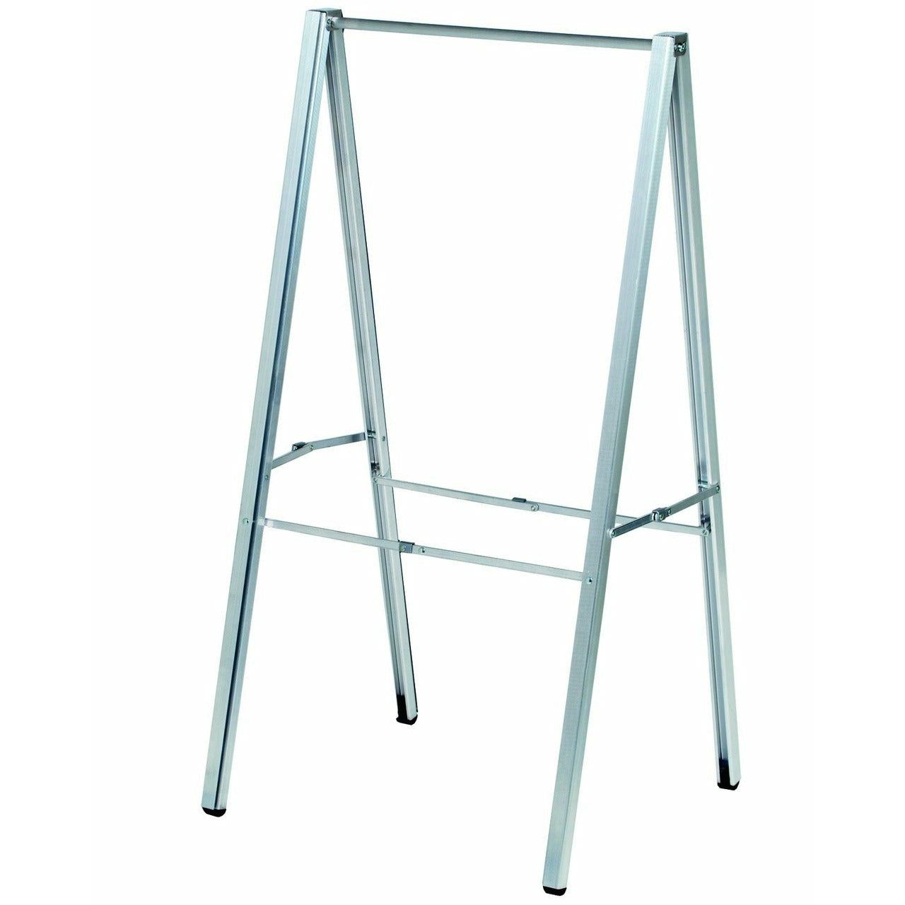 Collapsible Aluminum A-Frame Sign Stand, Satin Silver