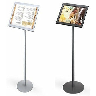 Angled Pedestal Sign Holder with Easy Open Snap Frame: Single Stem