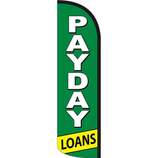 Payday Loans (Green) Feather Swooper Flag